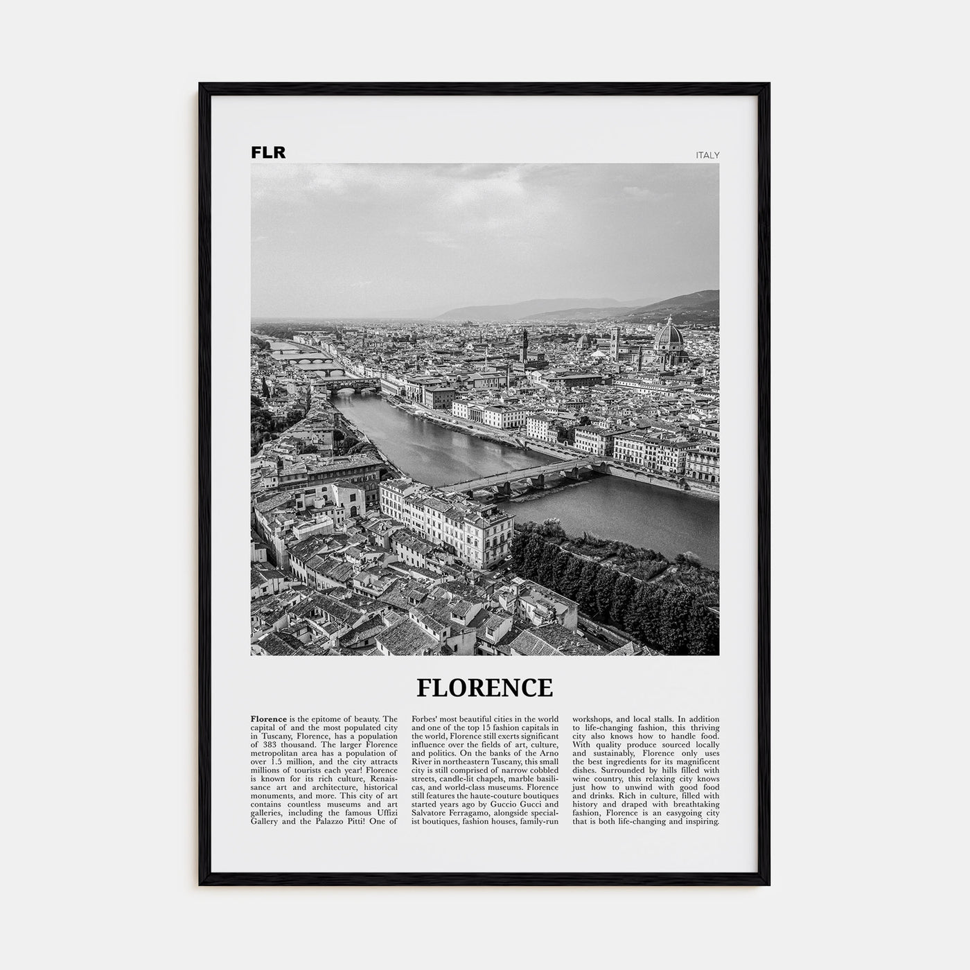 Florence Travel B&W No 2 Poster