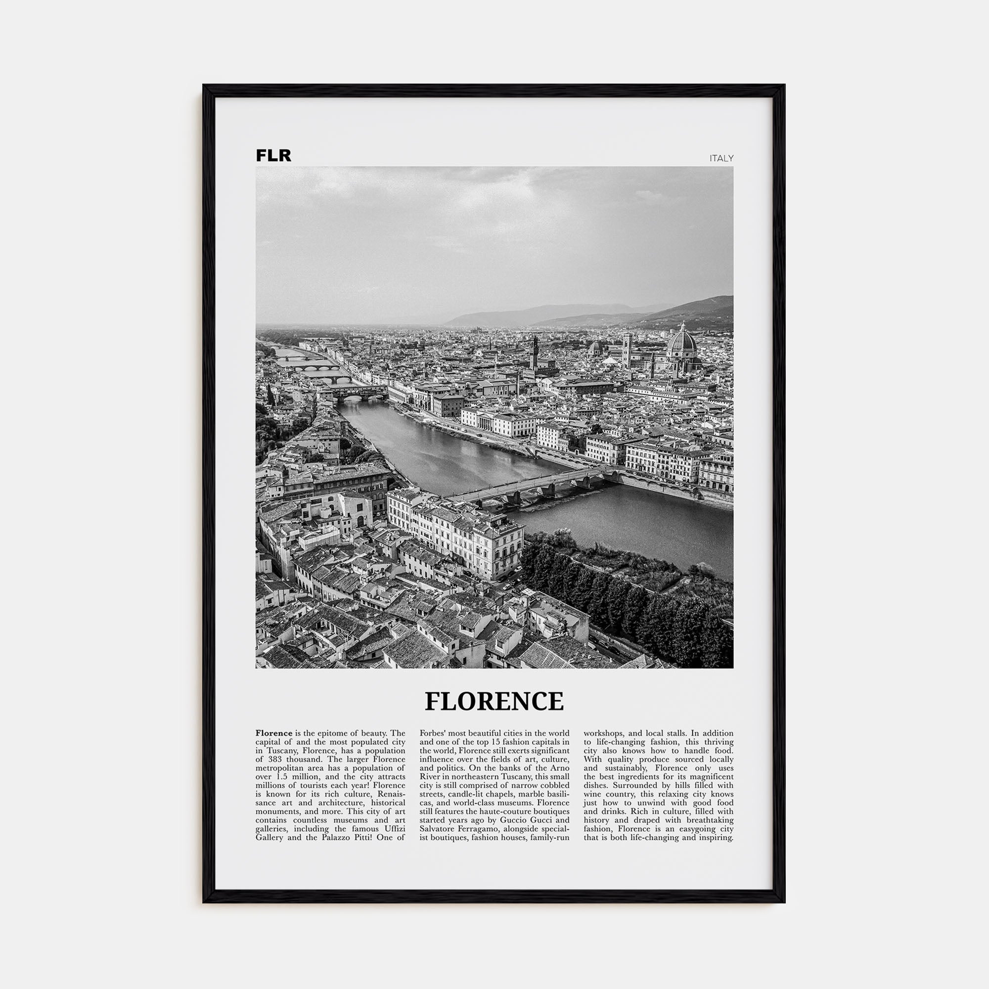 Florence Travel B&W No 2 Poster