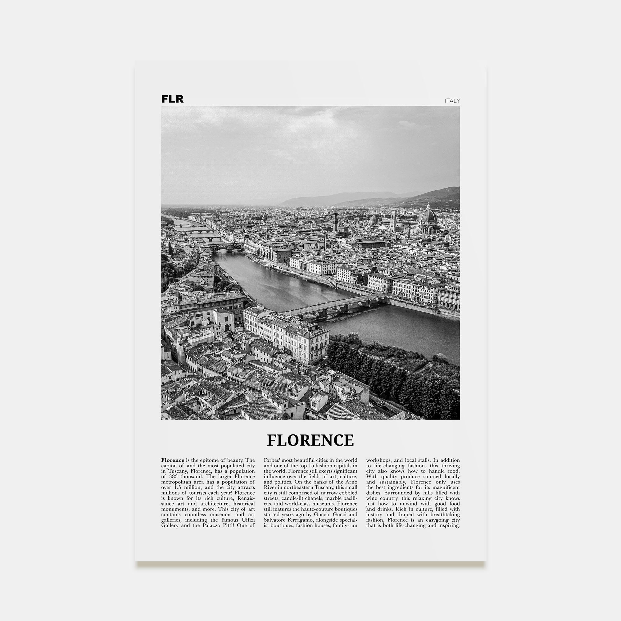 Florence Travel B&W No 2 Poster