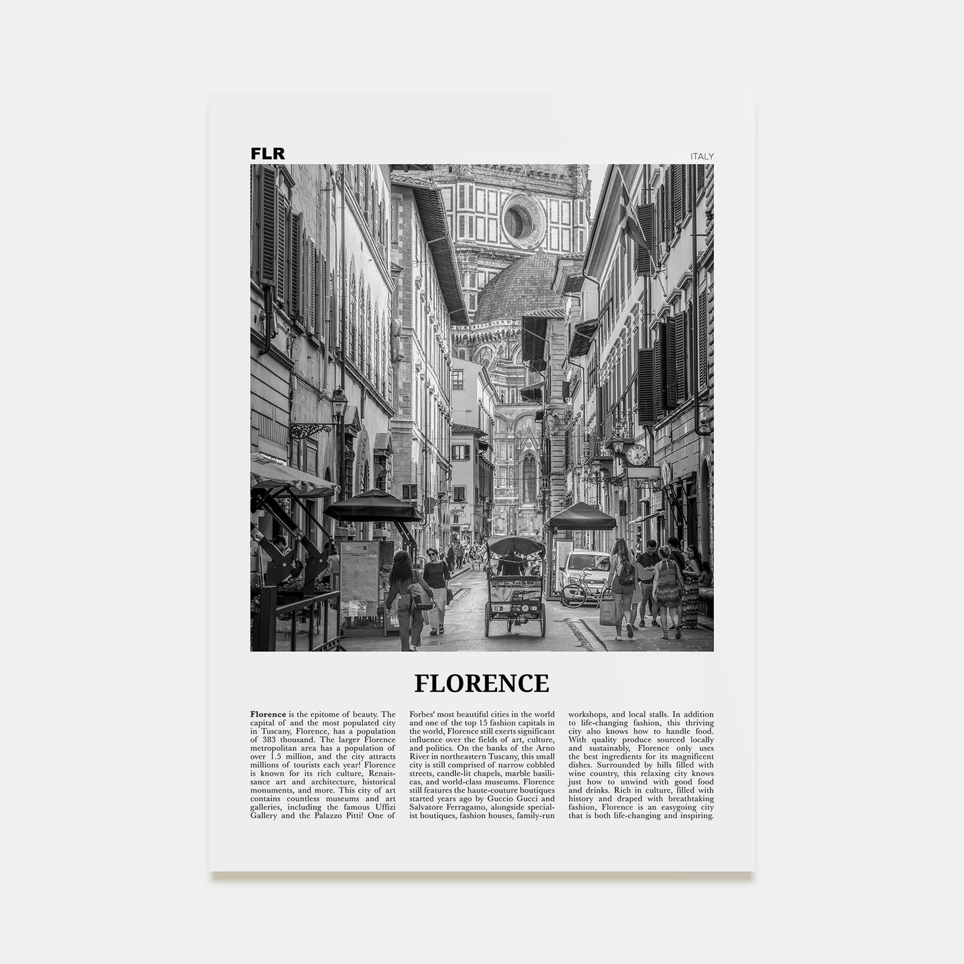 Florence Travel B&W No 3 Poster
