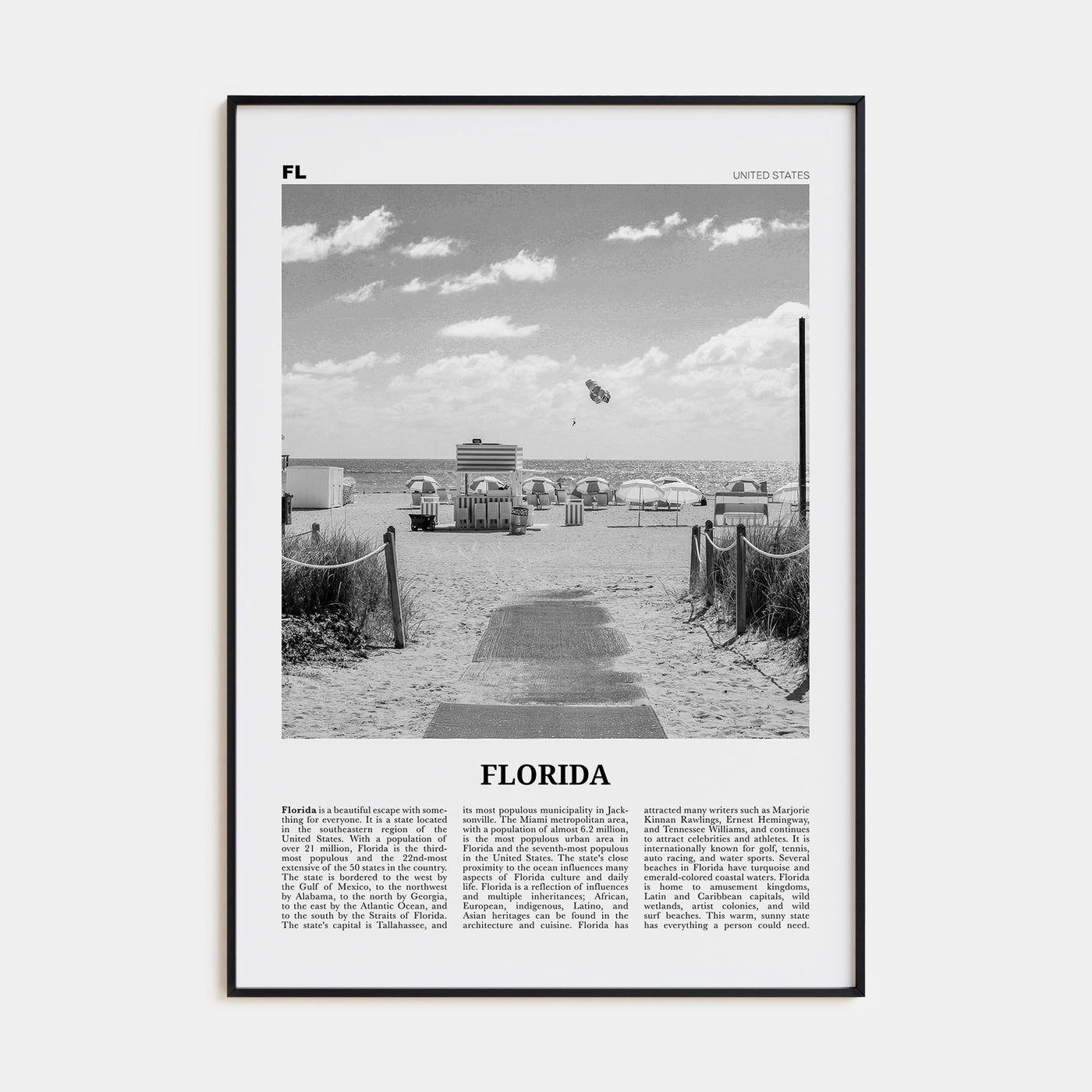 Florida Travel B&W No 2 Poster