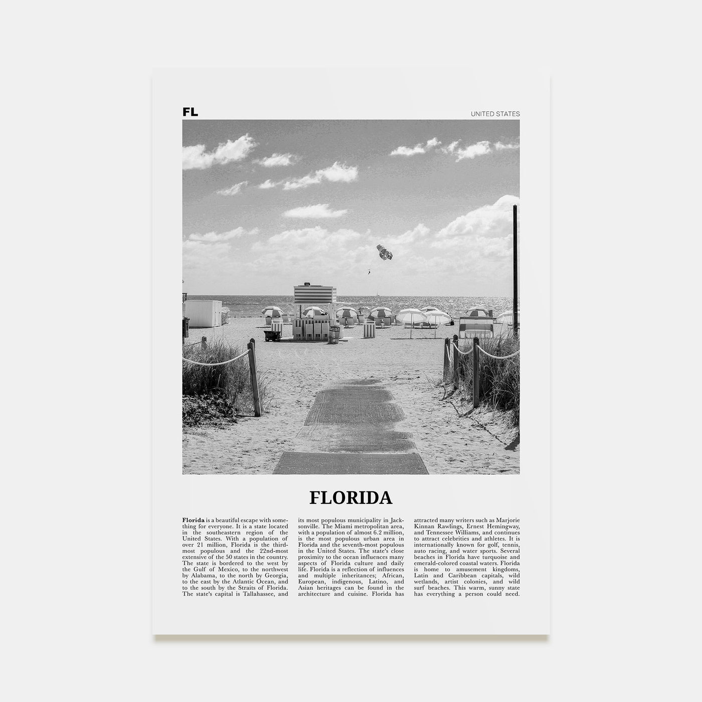 Florida Travel B&W No 2 Poster