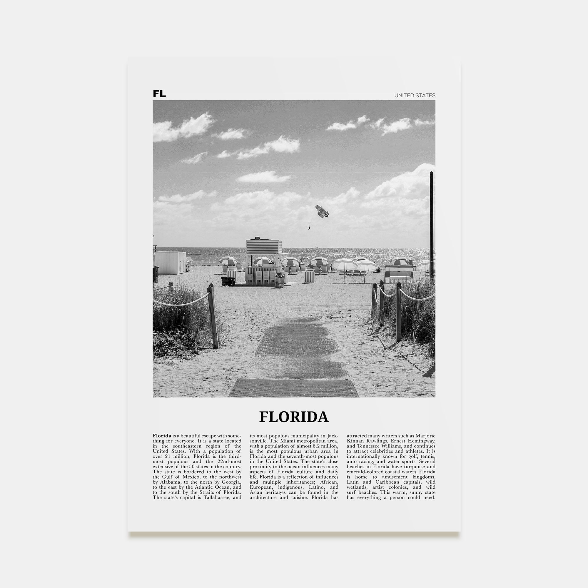 Florida Travel B&W No 2 Poster