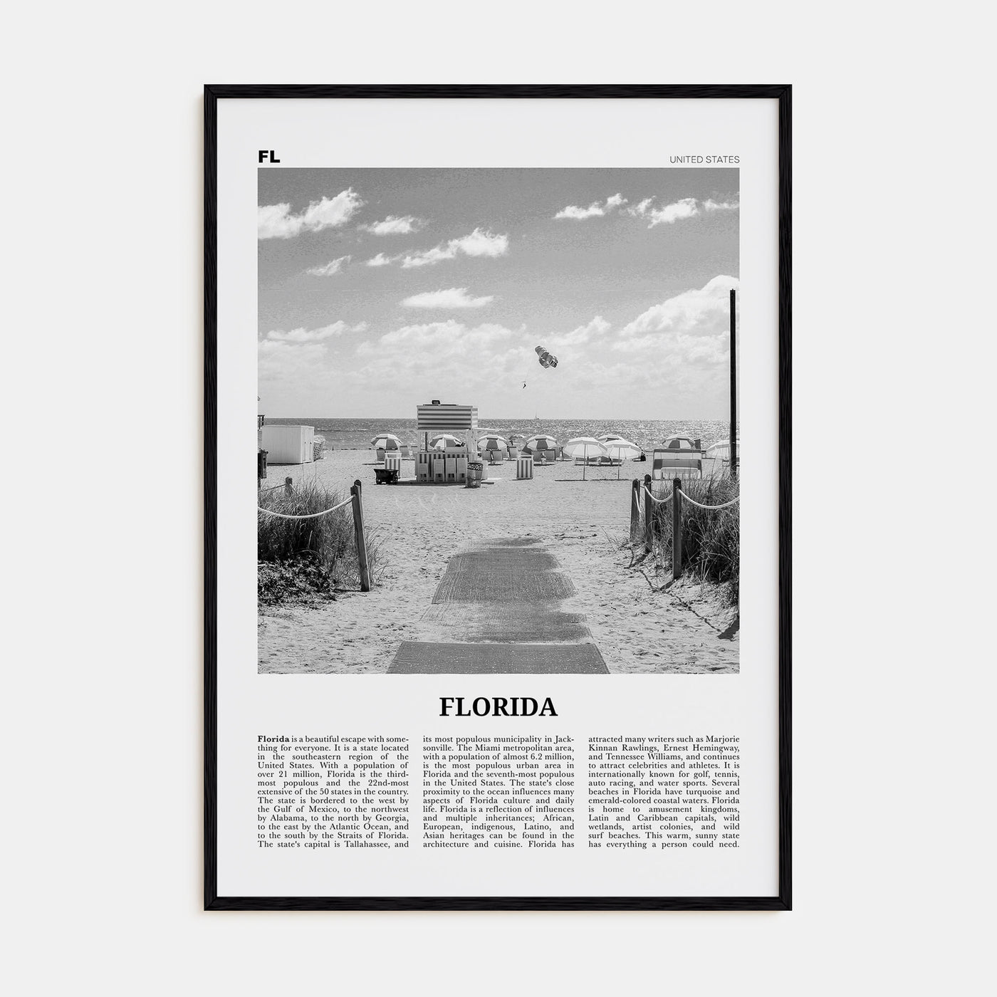 Florida Travel B&W No 2 Poster