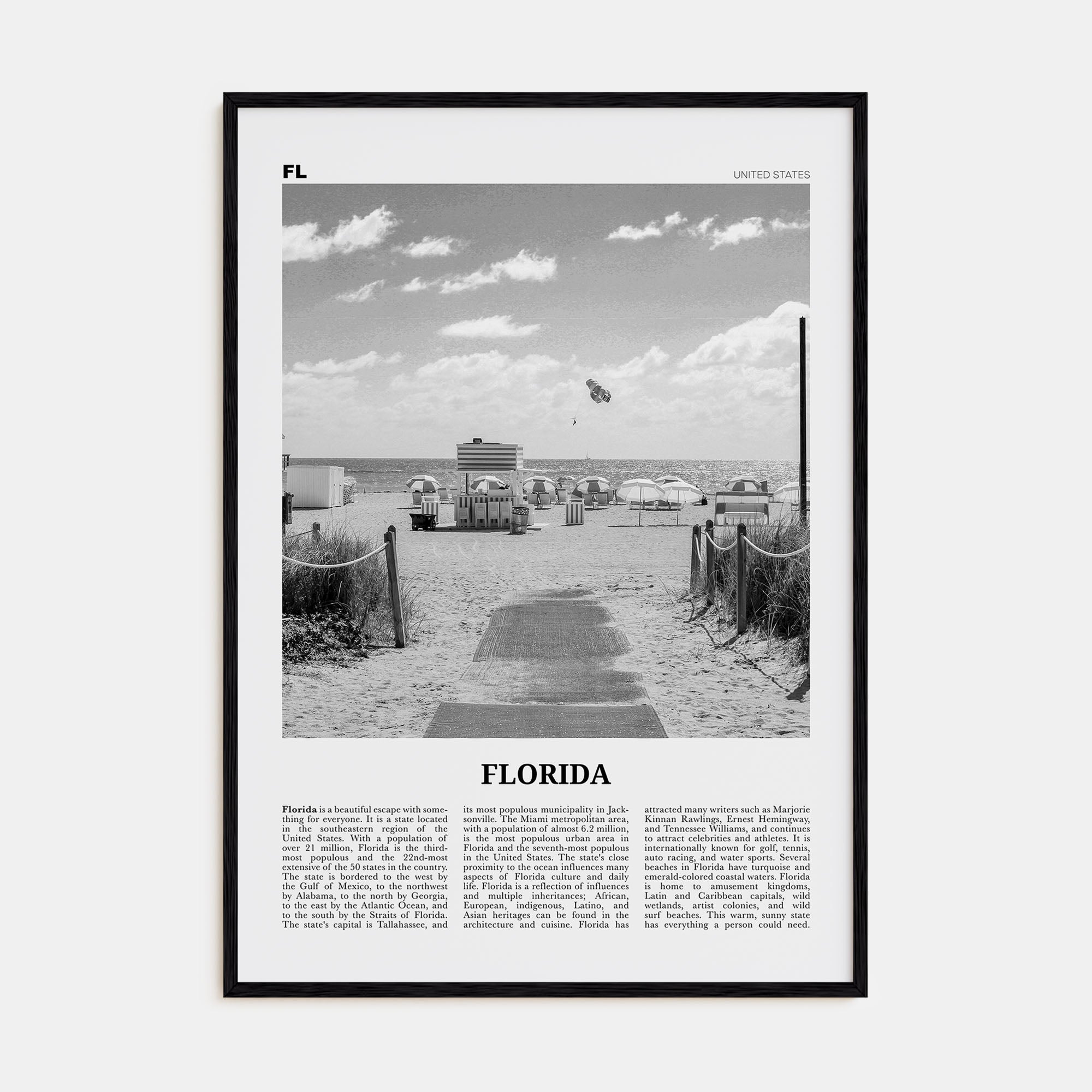 Florida Travel B&W No 2 Poster
