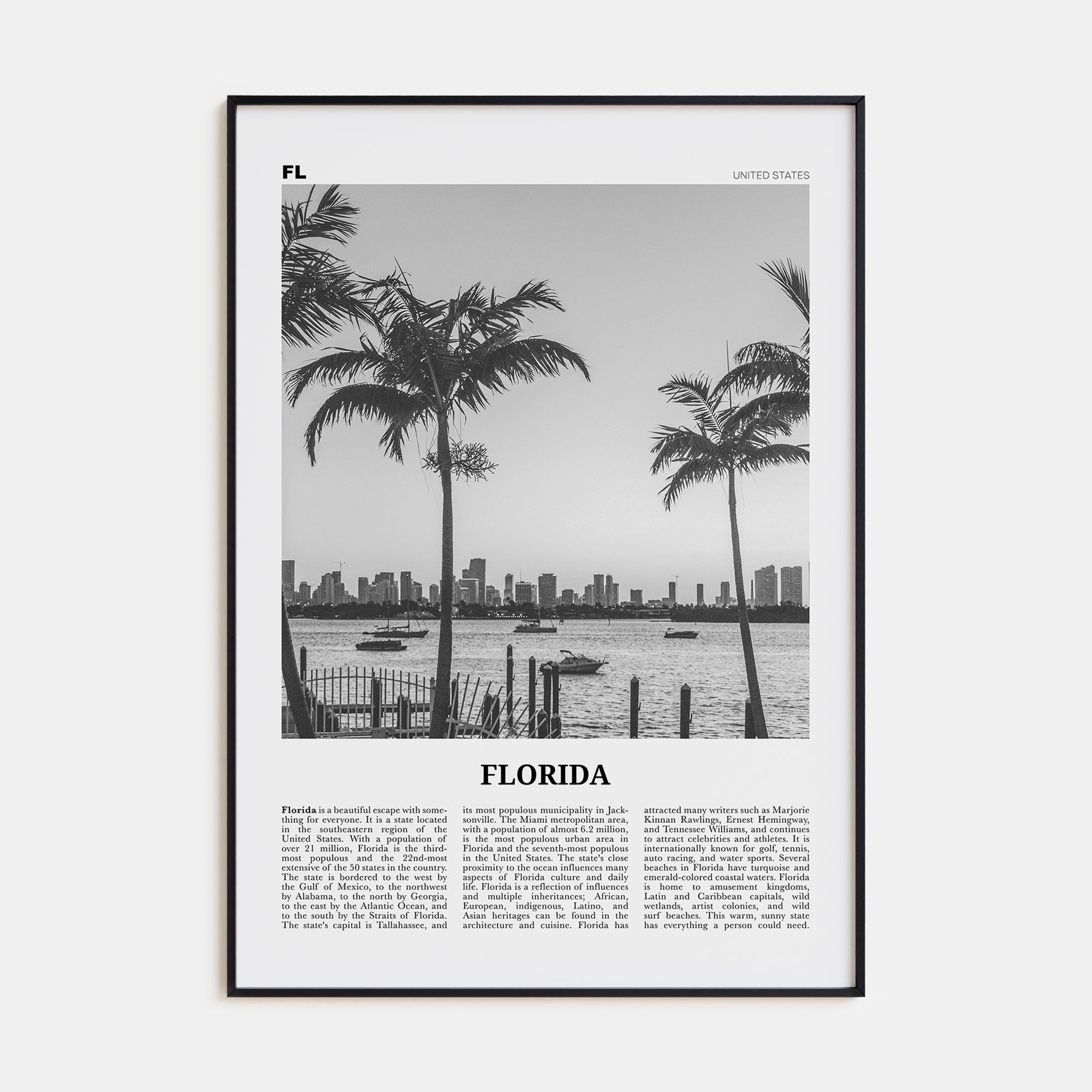 Florida Travel B&W No 3 Poster