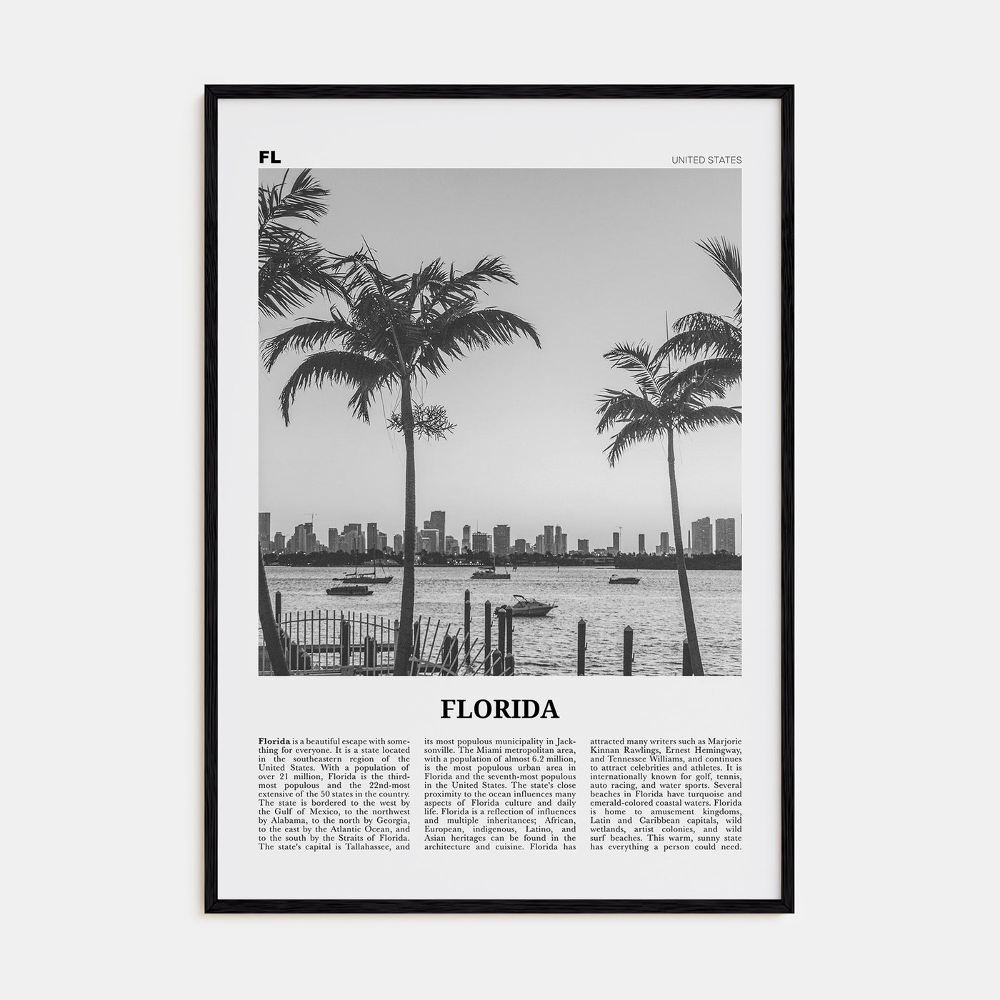 Florida Travel B&W No 3 Poster