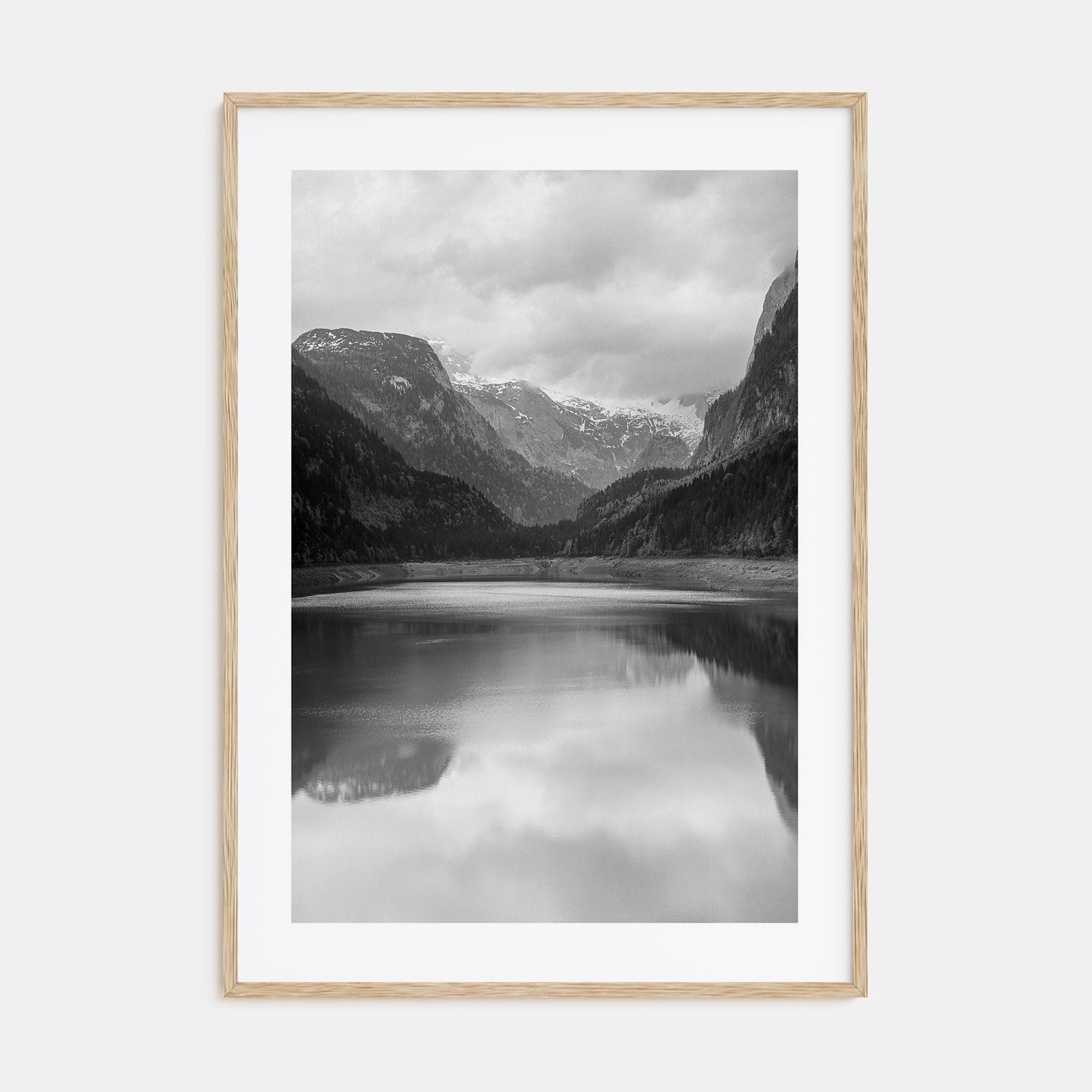 Foggy Lake Mountains Photo B&W No 1 Poster