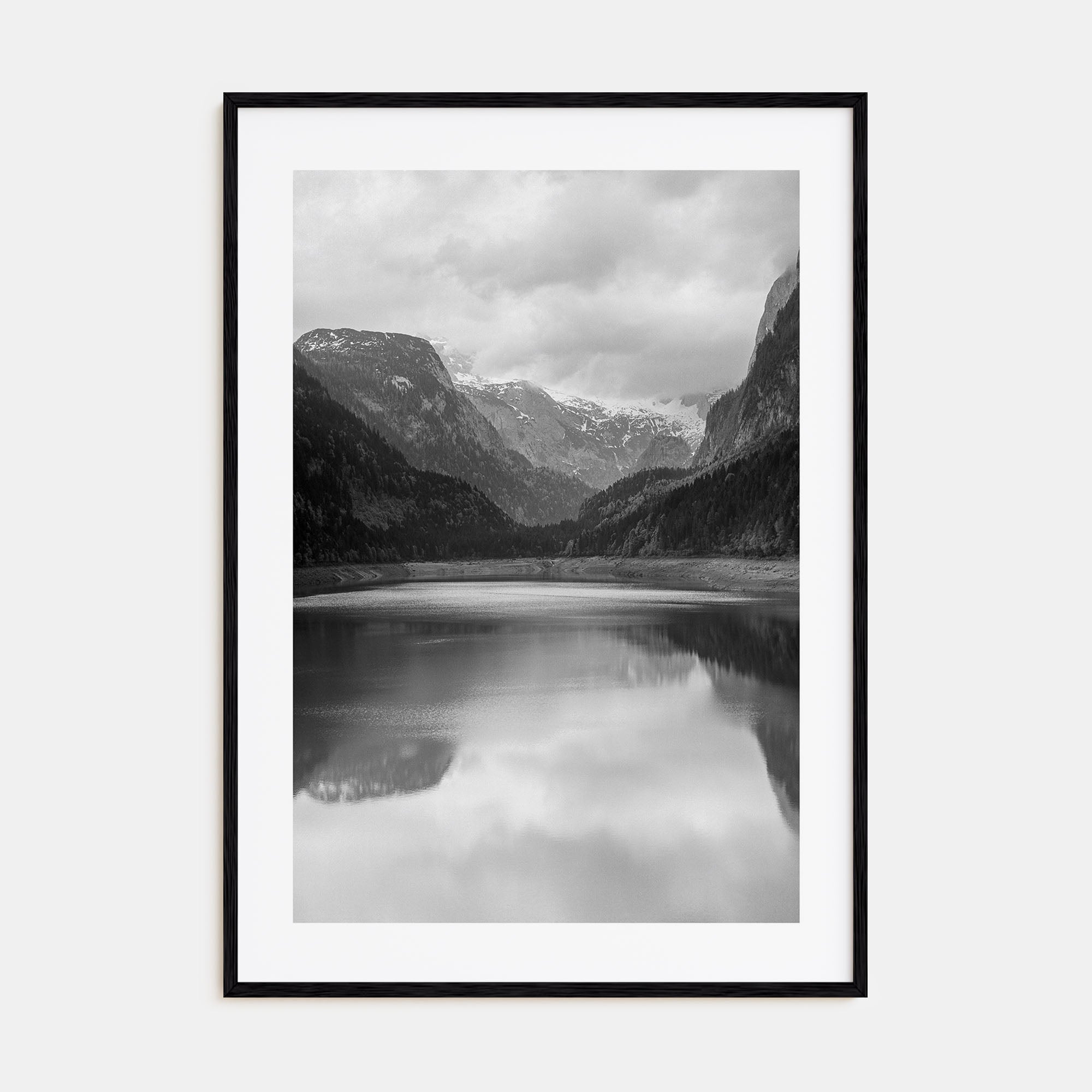 Foggy Lake Mountains Photo B&W No 1 Poster