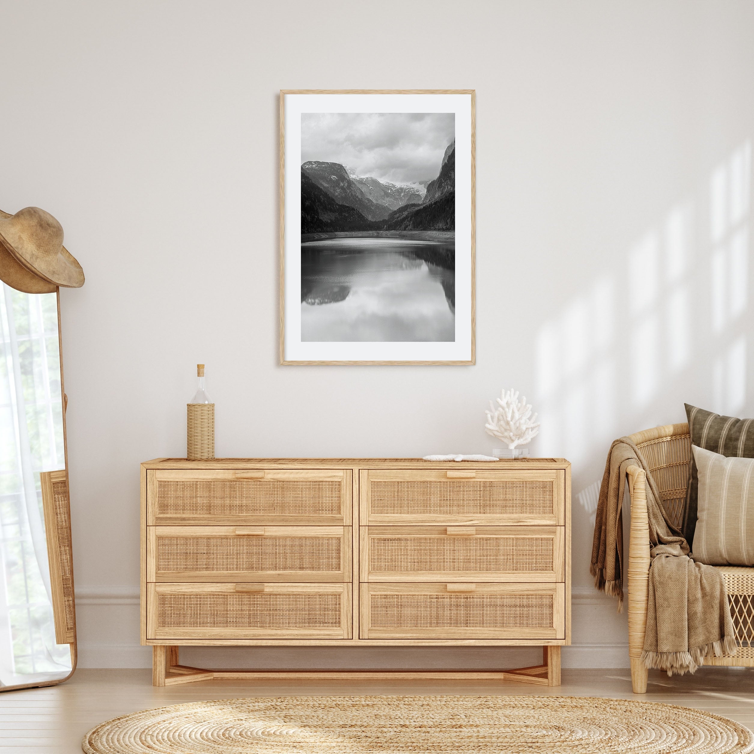 Foggy Lake Mountains Photo B&W No 1 Poster