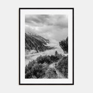 Foggy Lake Mountains Photo B&W No 2 Poster