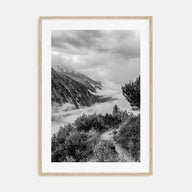 Foggy Lake Mountains Photo B&W No 2 Poster