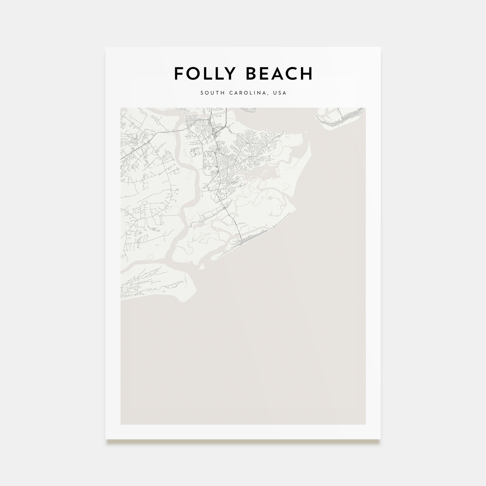 Folly Beach Map Portrait Poster