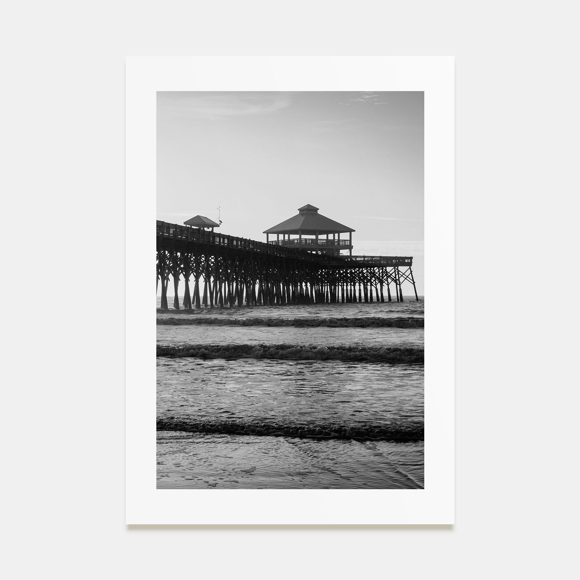Folly Beach Photo B&W Poster