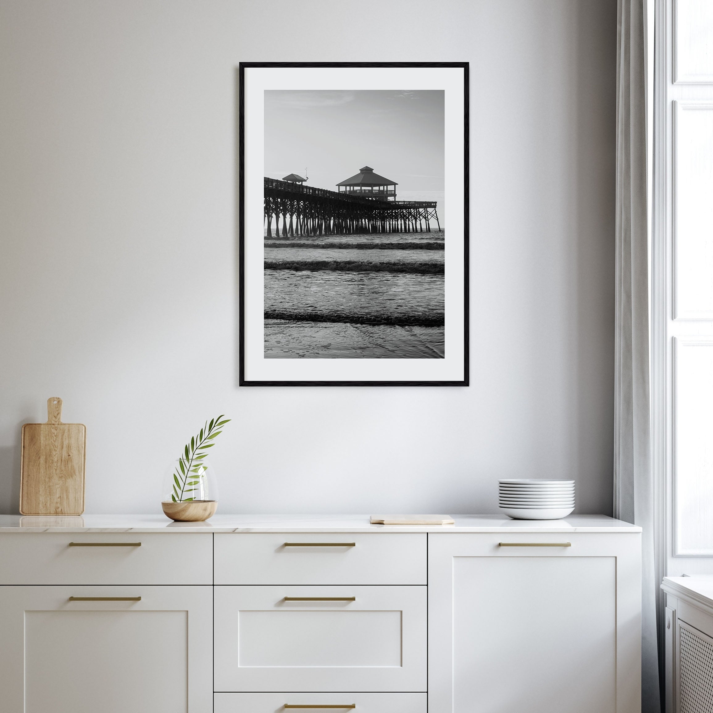 Folly Beach Photo B&W Poster