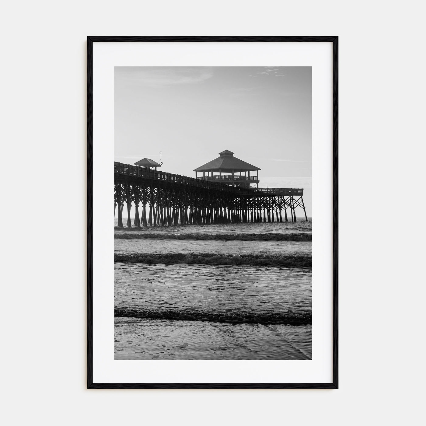 Folly Beach Photo B&W Poster