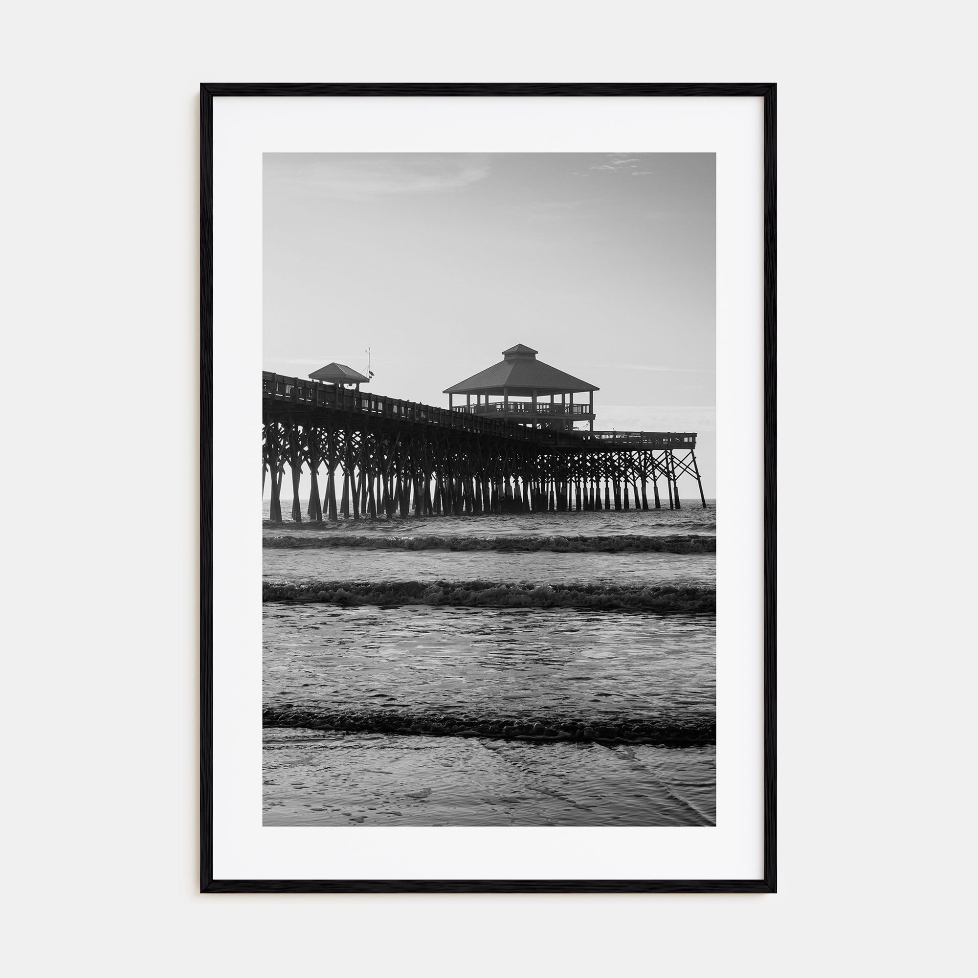 Folly Beach Photo B&W Poster