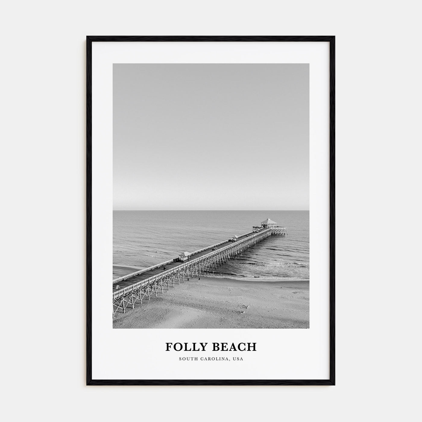 Folly Beach Portrait B&W Poster