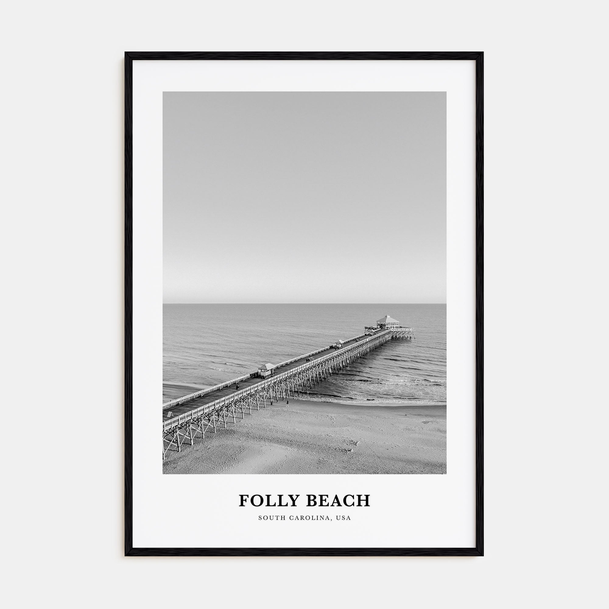 Folly Beach Portrait B&W Poster