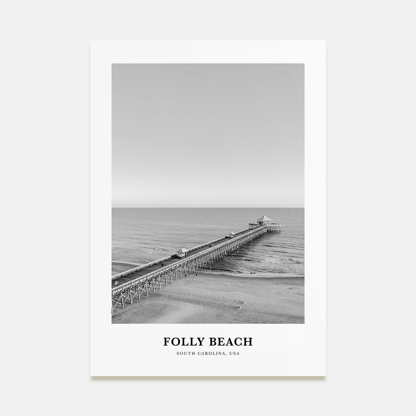 Folly Beach Portrait B&W Poster