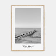 Folly Beach Portrait B&W Poster