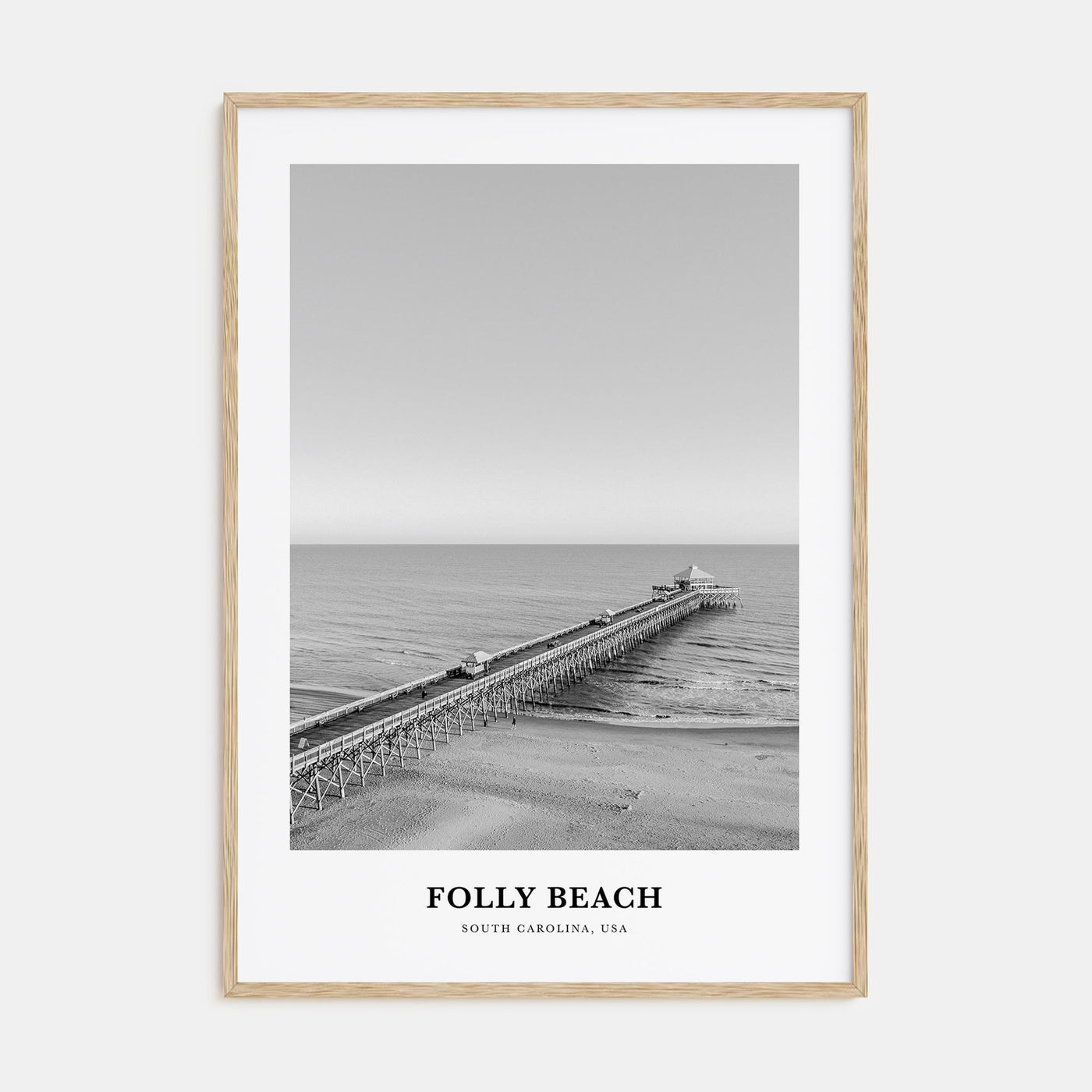 Folly Beach Portrait B&W Poster
