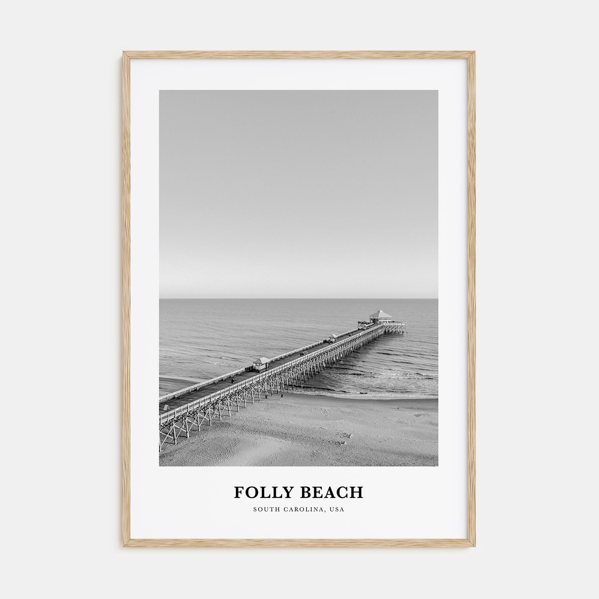 Folly Beach Portrait B&W Poster