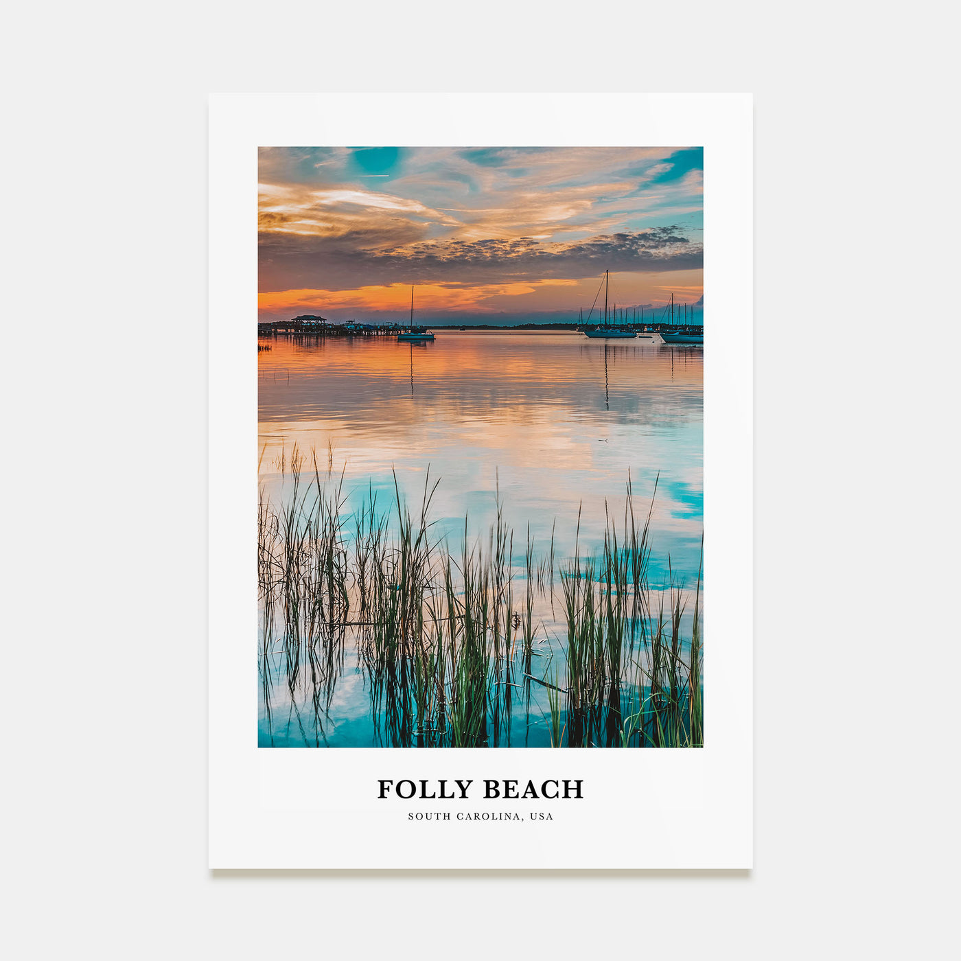 Folly Beach Portrait Color Poster