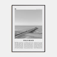 Folly Beach Travel B&W Poster