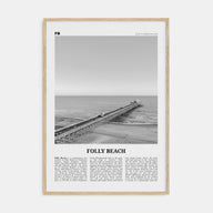 Folly Beach Travel B&W Poster
