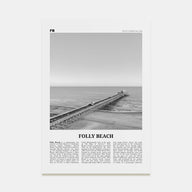 Folly Beach Travel B&W Poster
