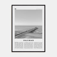 Folly Beach Travel B&W Poster