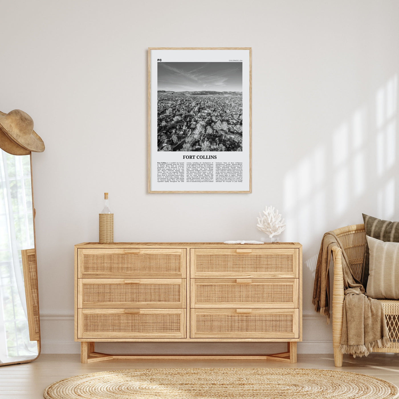 Fort Collins Travel B&W Poster