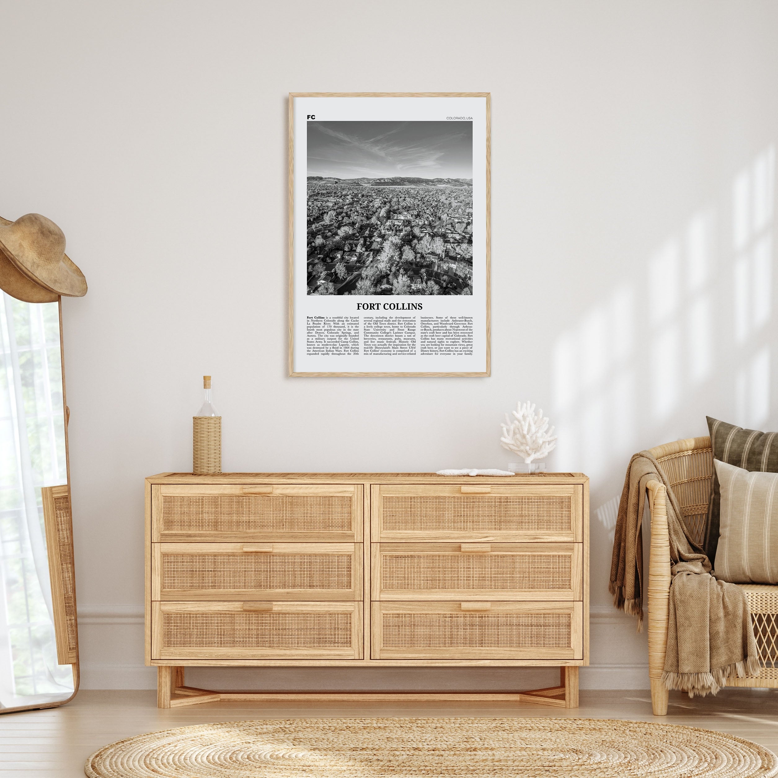 Fort Collins Travel B&W Poster