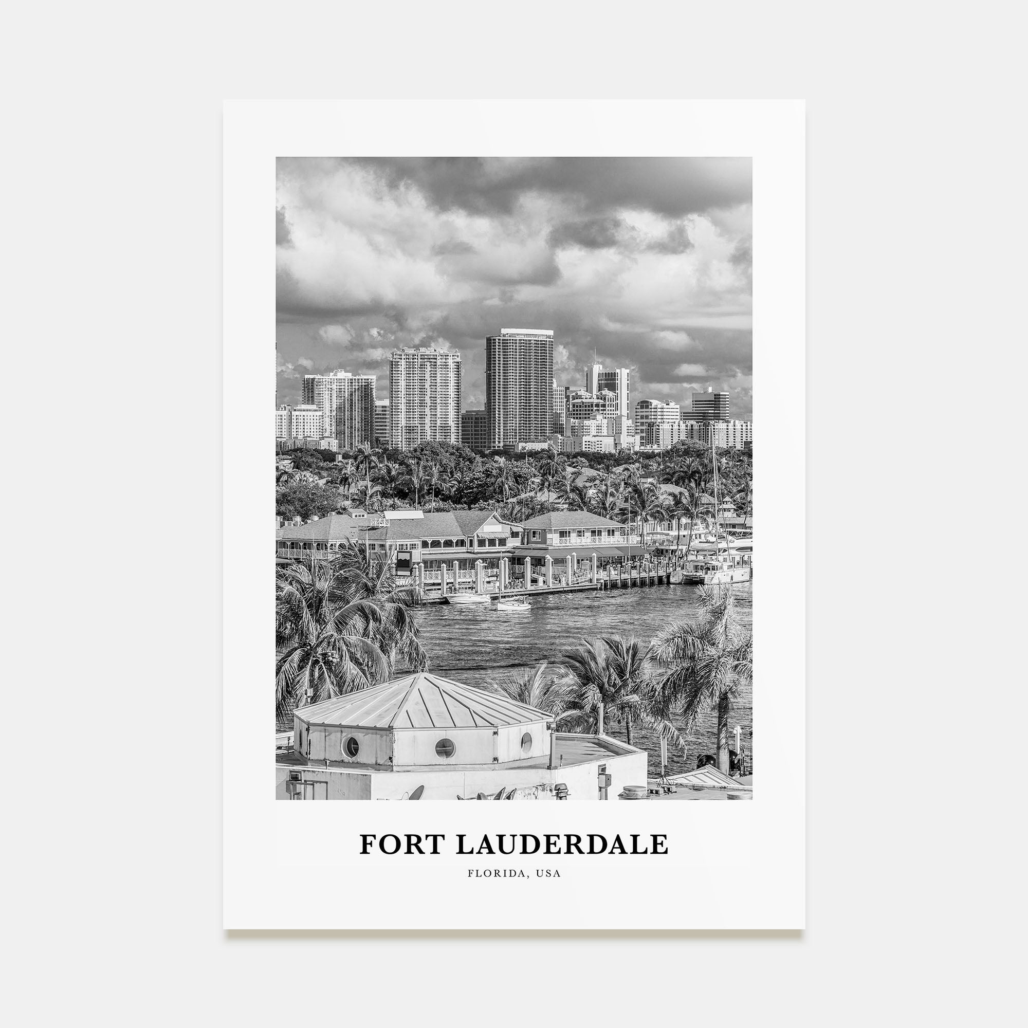 Fort Lauderdale Portrait B&W No 2 Poster