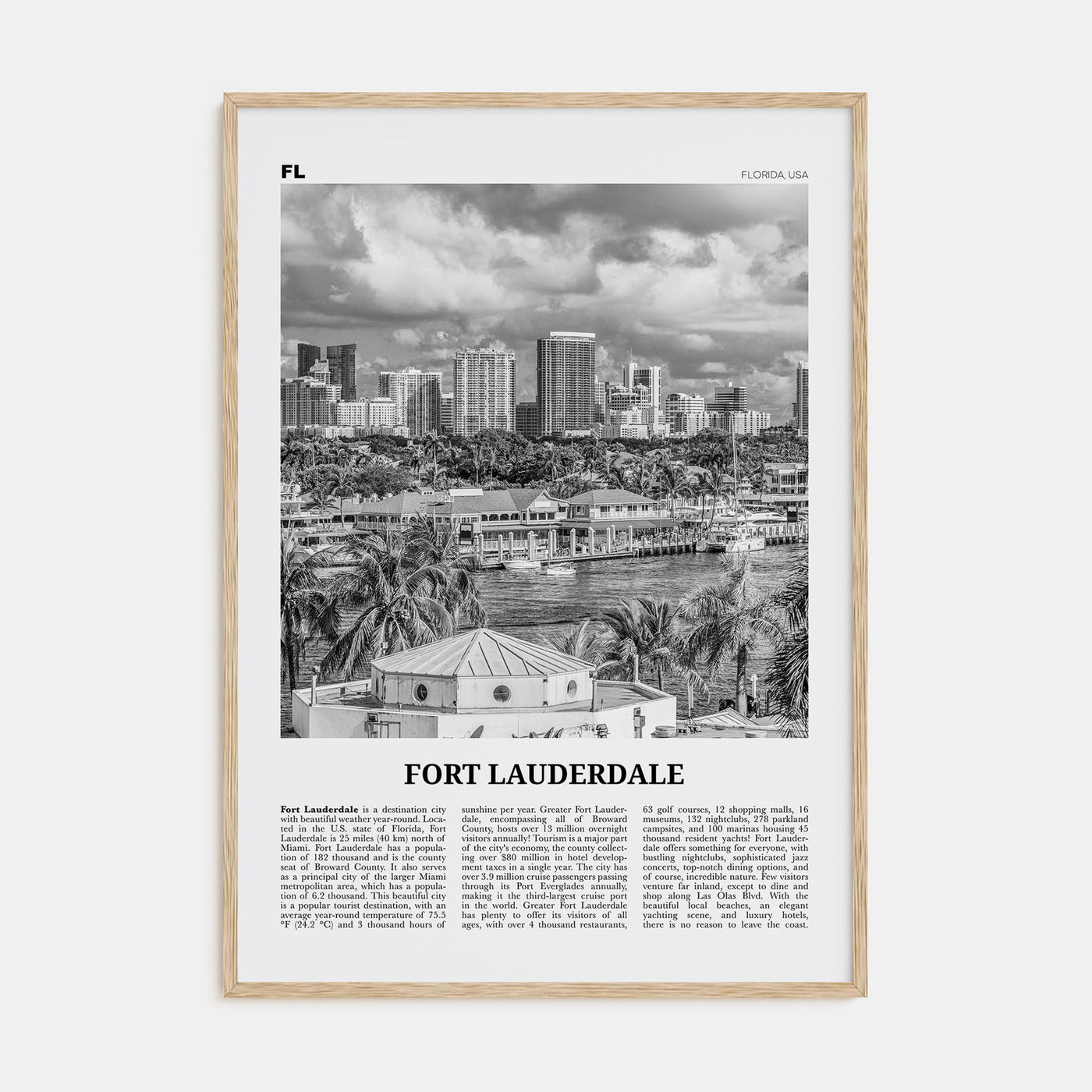 Fort Lauderdale Travel B&W No 1 Poster