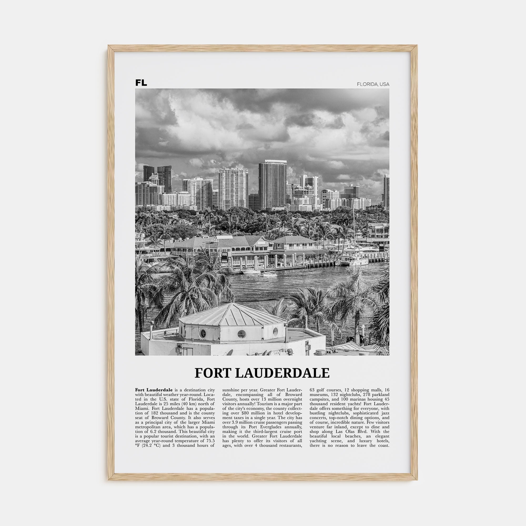 Fort Lauderdale Travel B&W No 1 Poster