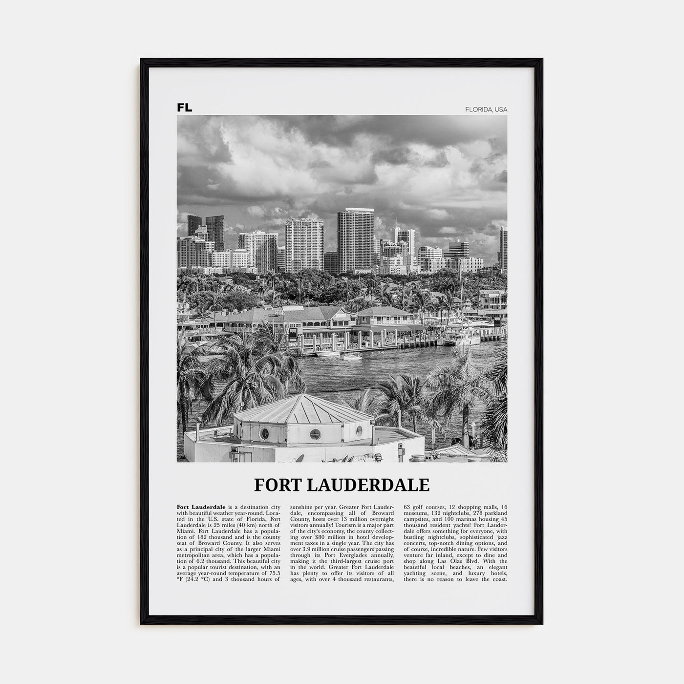 Fort Lauderdale Travel B&W No 1 Poster