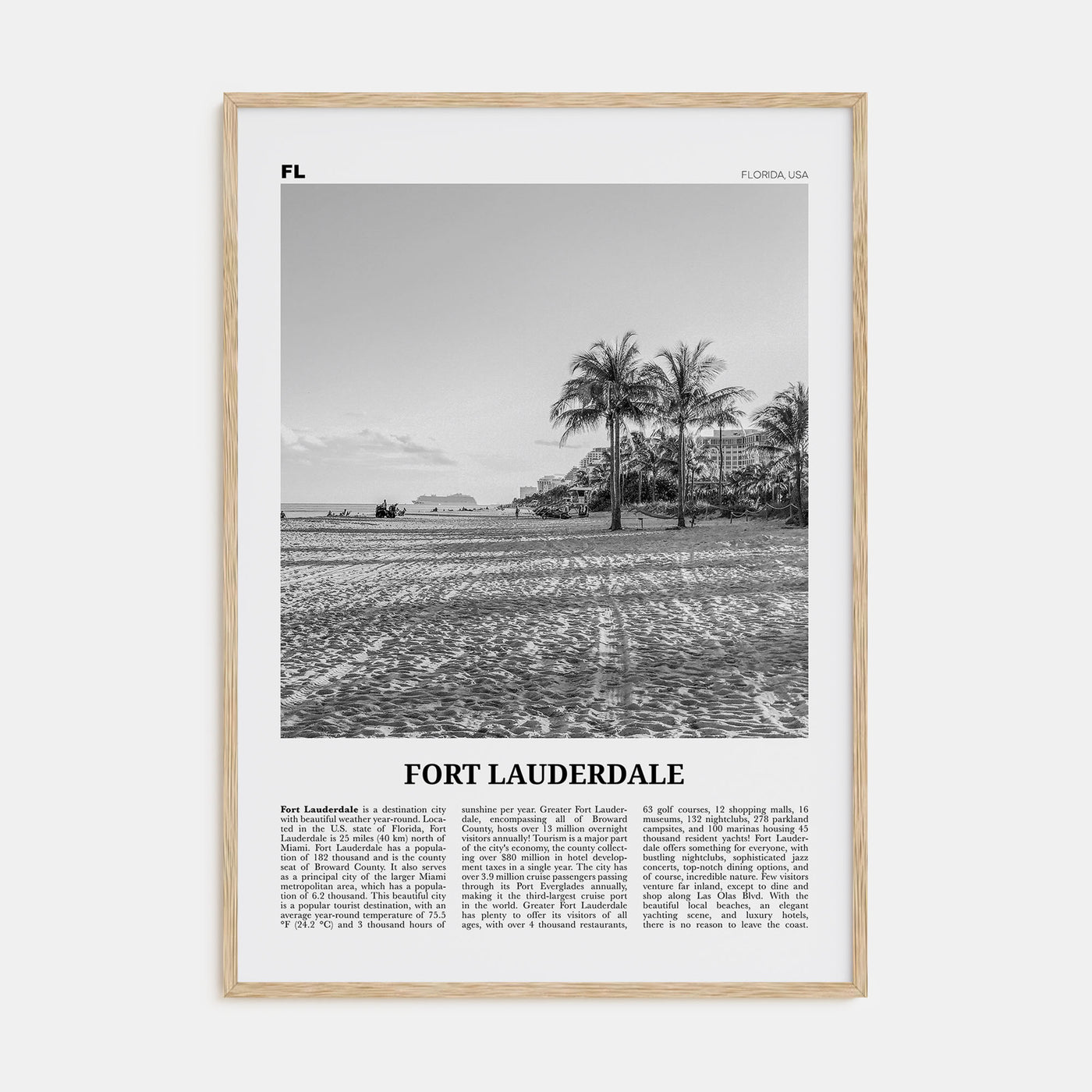 Fort Lauderdale Travel B&W No 2 Poster