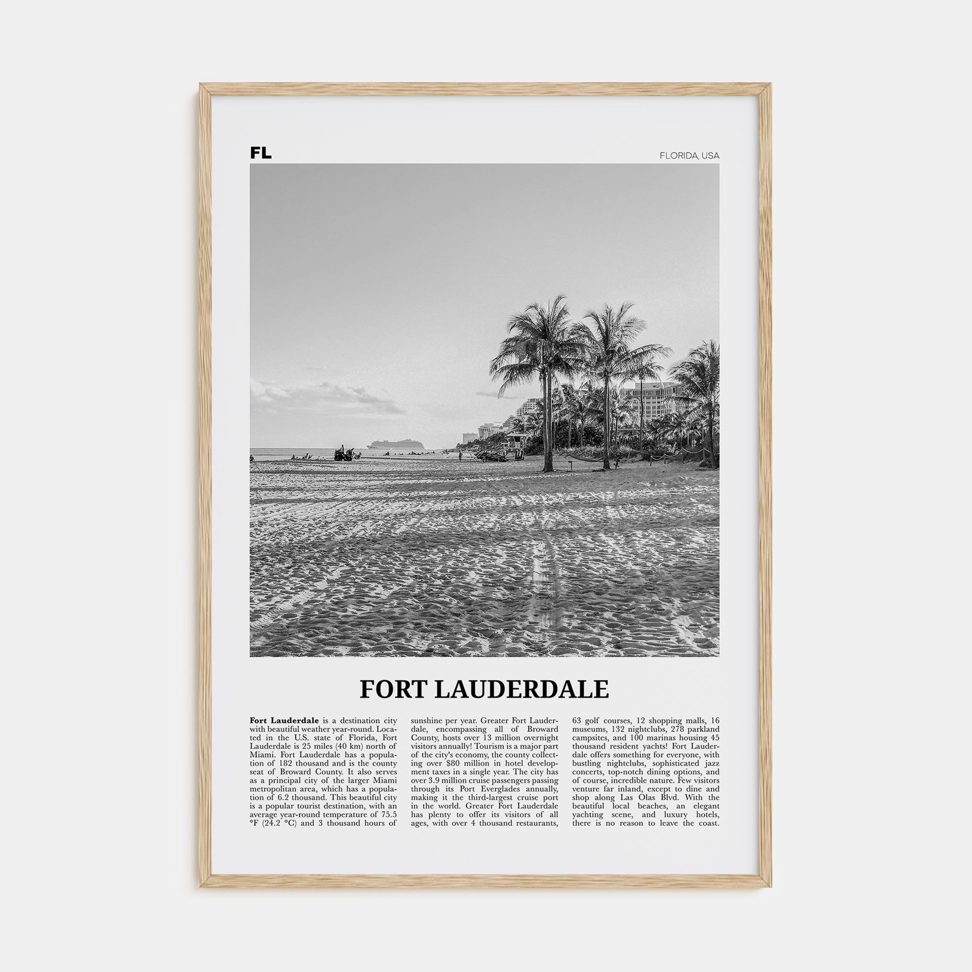 Fort Lauderdale Travel B&W No 2 Poster