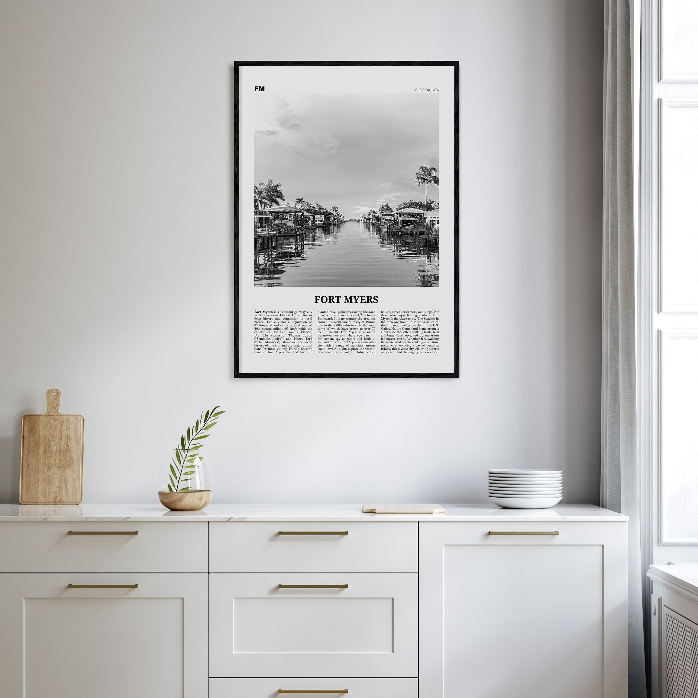 Fort Myers Travel B&W Poster