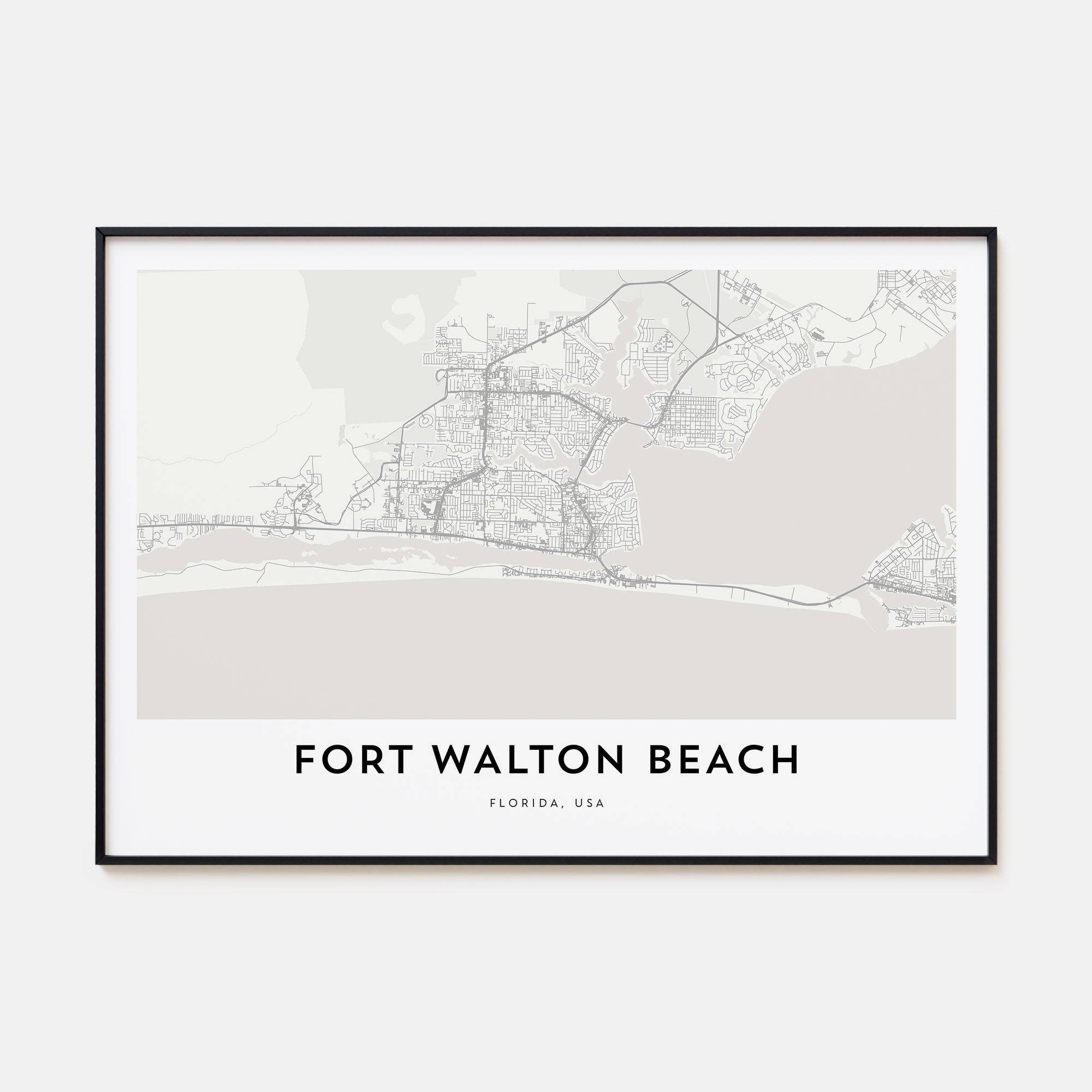 Fort Walton Beach Map Landscape Poster