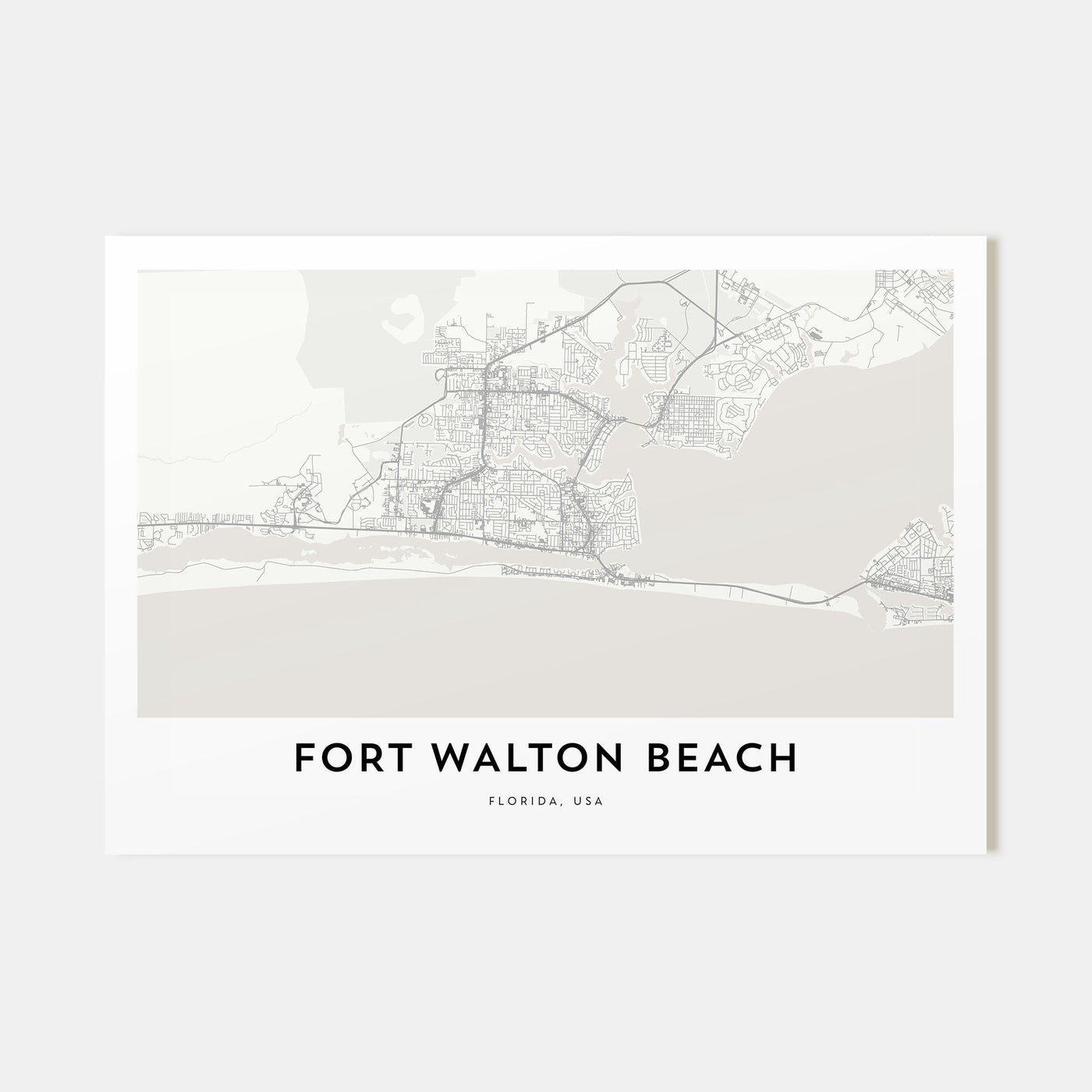 Fort Walton Beach Map Landscape Poster