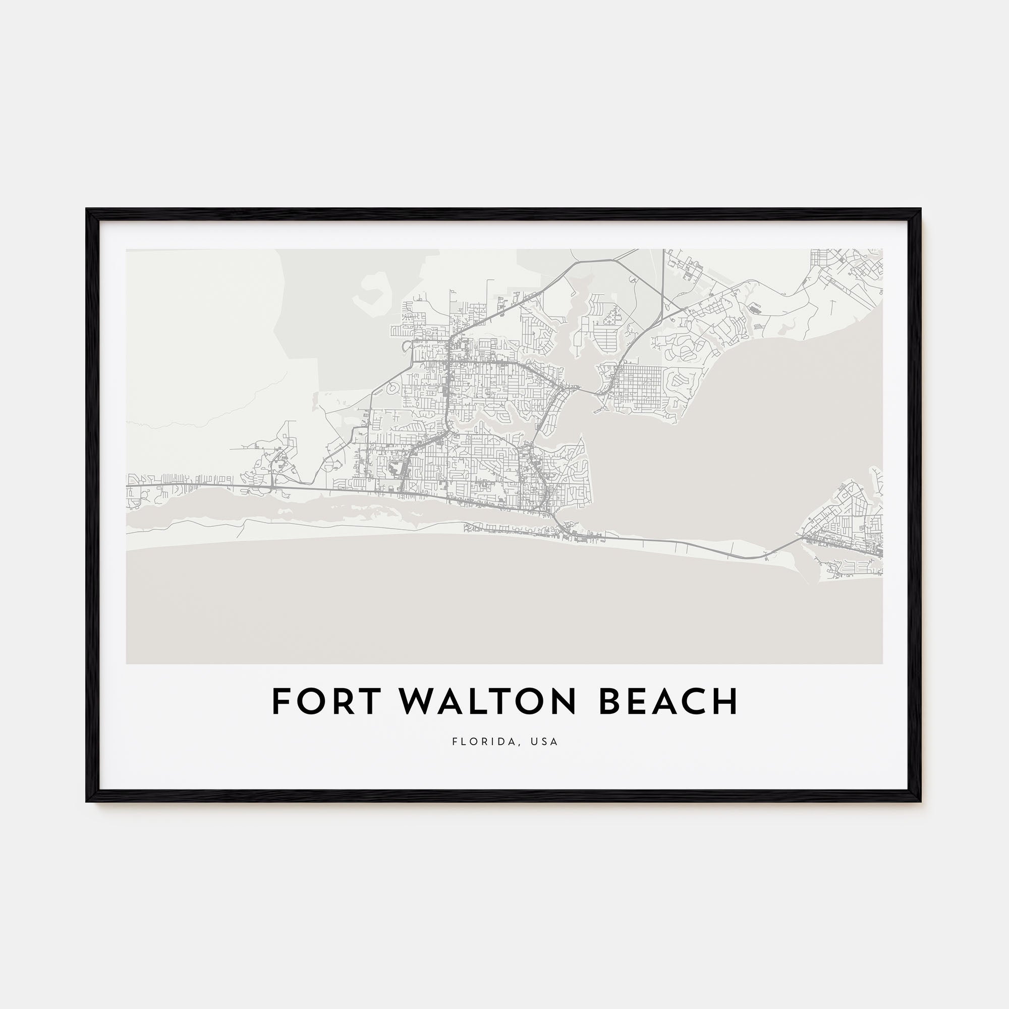 Fort Walton Beach Map Landscape Poster