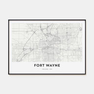 Fort Wayne Map Landscape Poster