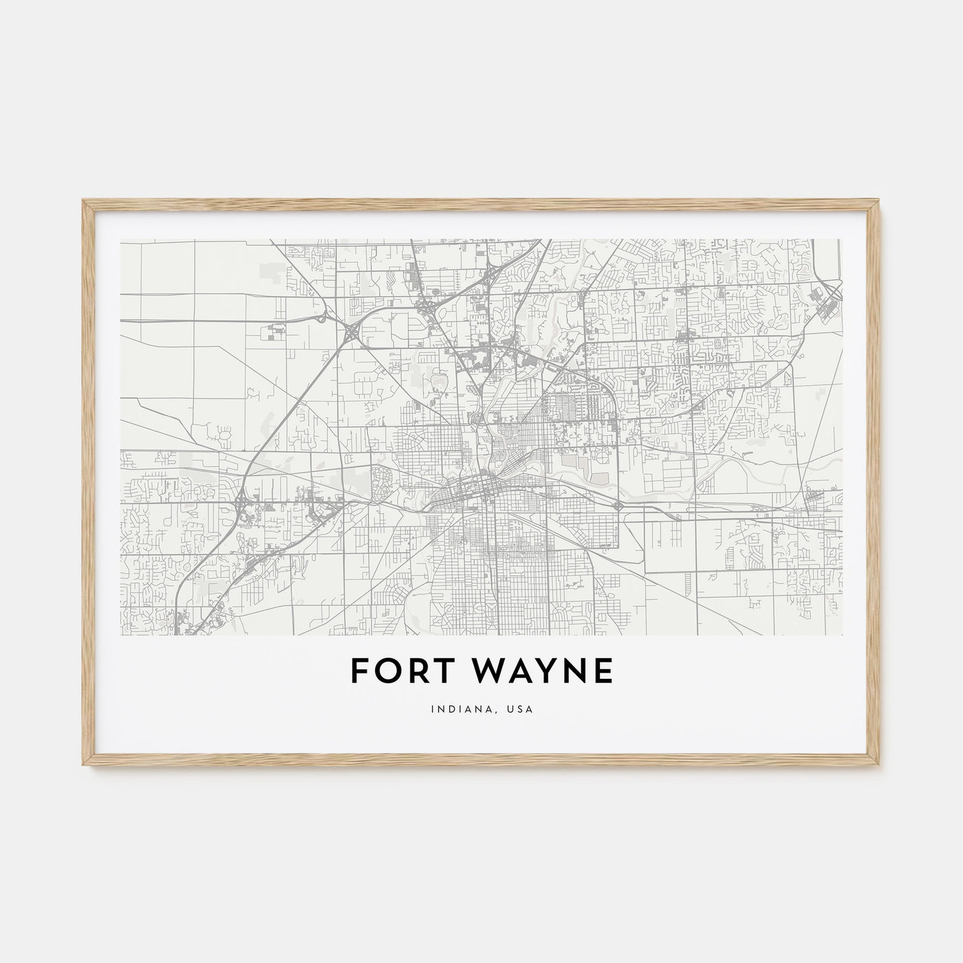 Fort Wayne Map Landscape Poster