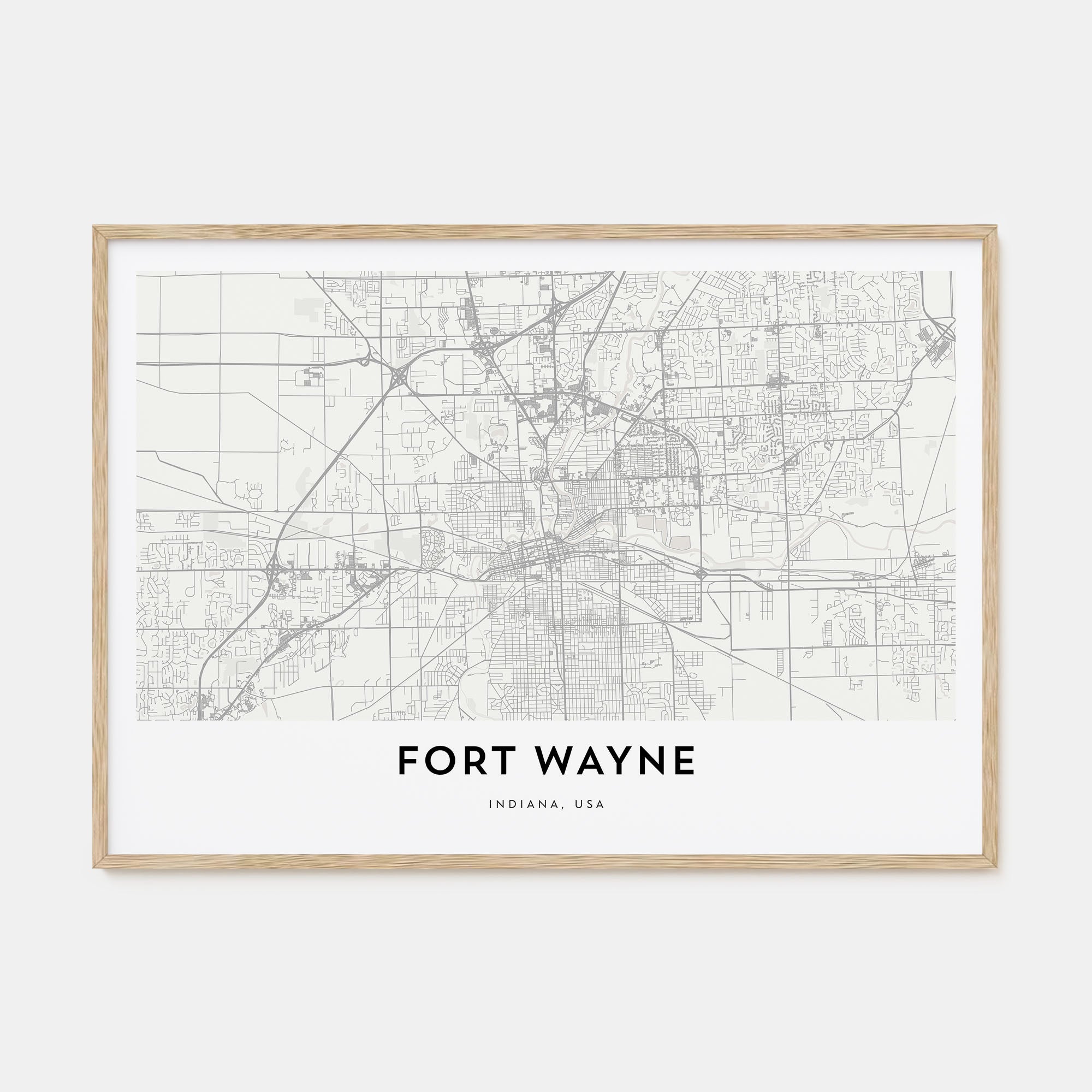 Fort Wayne Map Landscape Poster