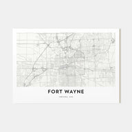 Fort Wayne Map Landscape Poster