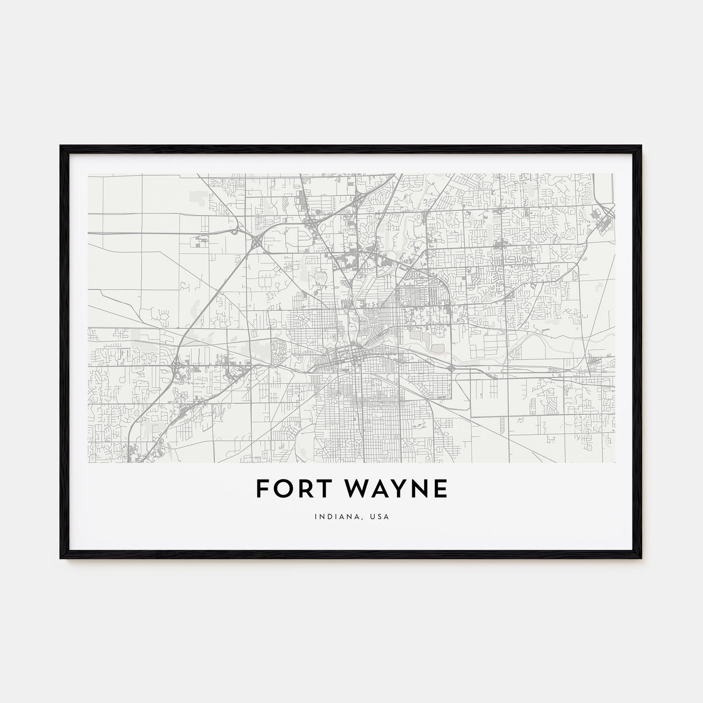 Fort Wayne Map Landscape Poster