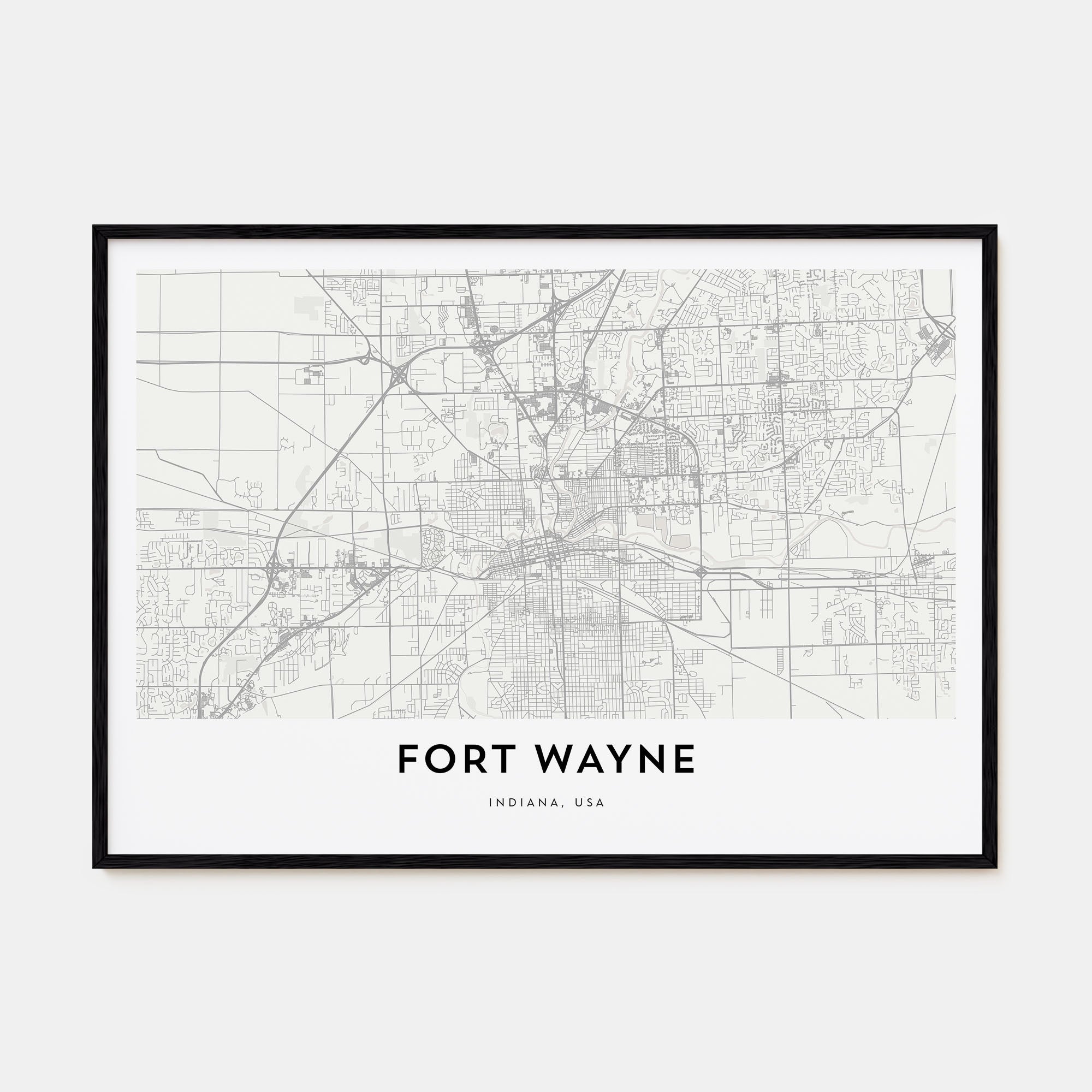 Fort Wayne Map Landscape Poster